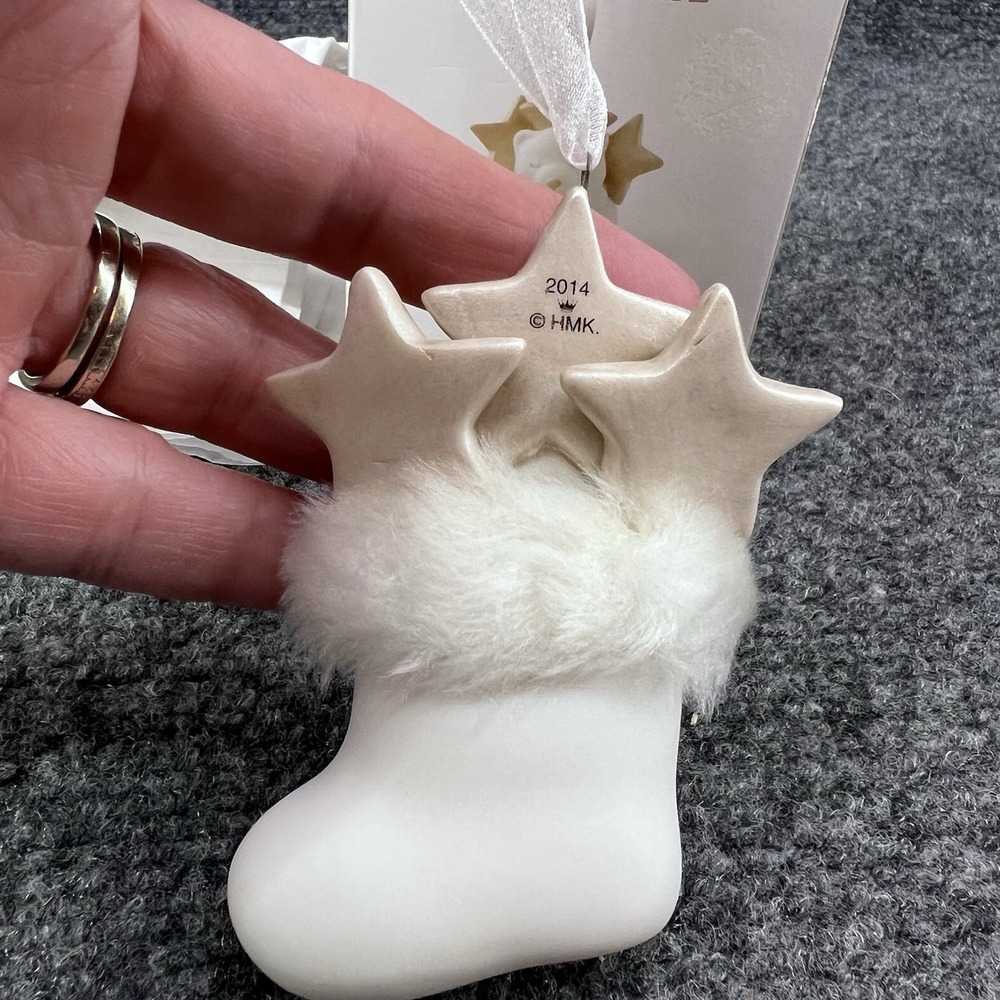 2014 Baby's First Christmas Hallmark Keepsake Ornament White Bear in Stocking - Picture 4 of 8